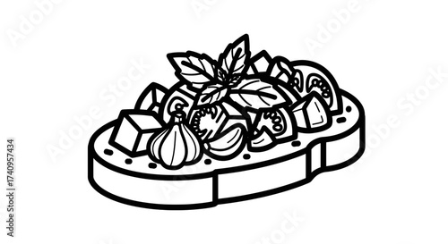 Delicious Bruschetta Topped with Fresh Tomatoes and Basil.