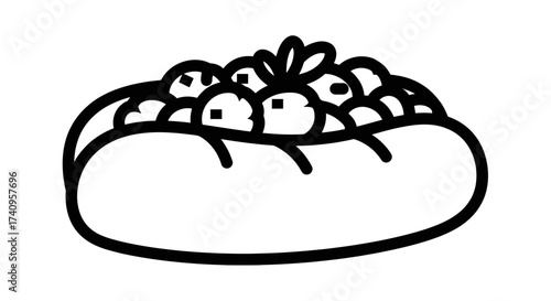 Delicious food with toppings on a bun perfect for a quick meal.