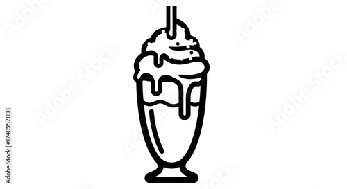 Delicious milkshake with whipped cream and a straw perfect for a hot day.