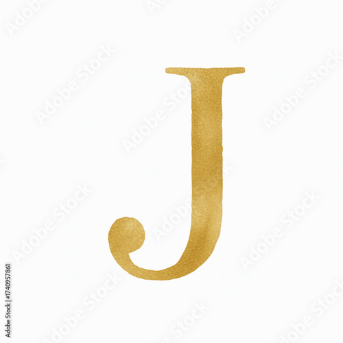 Gilded Thoughts Golden English letters J isolated watercolor vector illustration svg