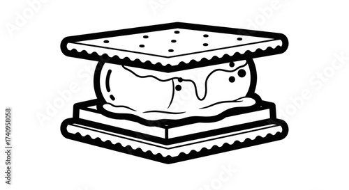 Delicious Smore Sandwich Illustration with Melted Marshmallow and Graham Crackers.