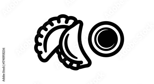 Dumplings and a plate a simple illustration of food and dining.