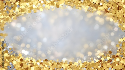 Golden confetti background with shimmering sparkles for celebration