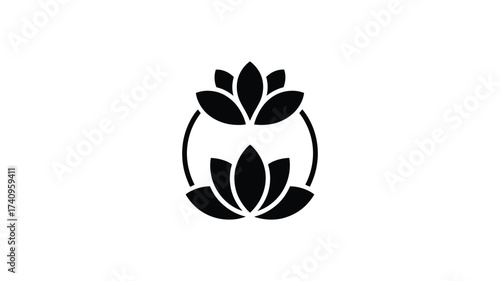 Minimalist black and white lotus flower vector logo design for versatile branding and iconography silhouette vector illustration white background