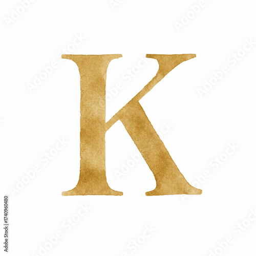 Celestial Script Golden English letters K isolated watercolor vector illustration svg