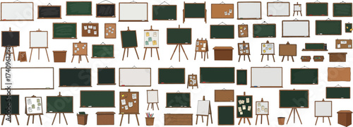 Variety of chalkboards and easels in different styles and sizes, perfect for any educational setting.