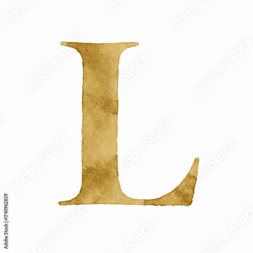 Opulent Alphabet Golden English letters L isolated watercolor vector illustration svg