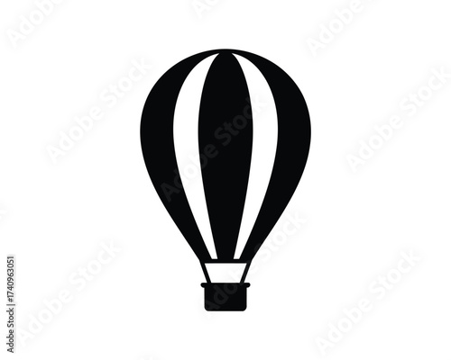 Minimalist black and white hot air balloon vector illustration scalable eps icon for general use silhouette vector illustration white background