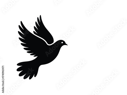Elegant black silhouette of a flying dove vector illustration scalable eps icon silhouette vector illustration white background