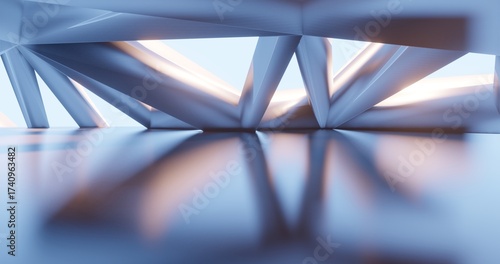 Architecture background geometric arched interior 3d render