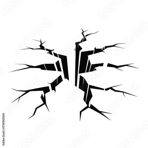 Vector illustration of a large crack pattern scalable eps graphic for general use silhouette vector illustration white background