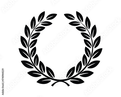 Black laurel wreath vector illustration scalable eps for award recognition victory and achievement emblem silhouette vector illustration white background