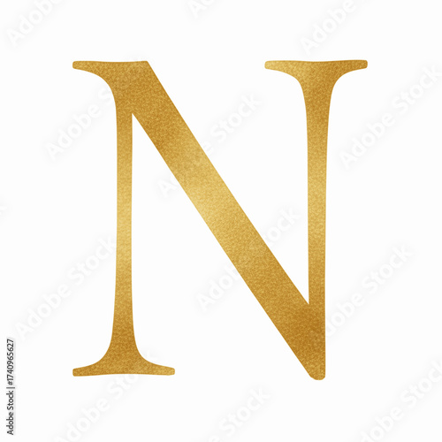 Alpha Aureo Golden English letters N isolated watercolor vector illustration svg