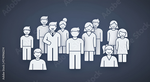 Diverse Group of People Icons on Dark Blue Background