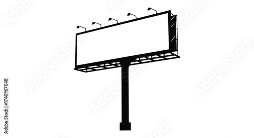 Outdoor advertising billboard structure illuminated for nighttime display blank space for marketing message and promotion