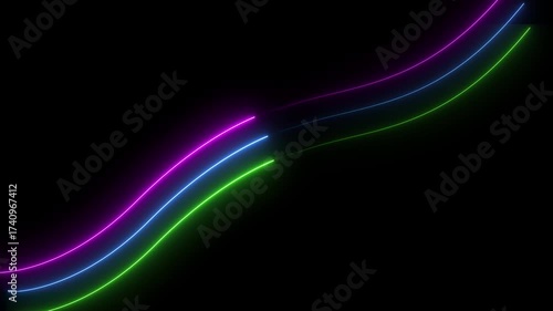 Colorful Light streaks black background.4k