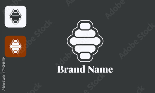 Hexagon Honeycomb Logo, Minimalist Beehive Pattern, Geometric Nature Symbol, White Icon Black Background