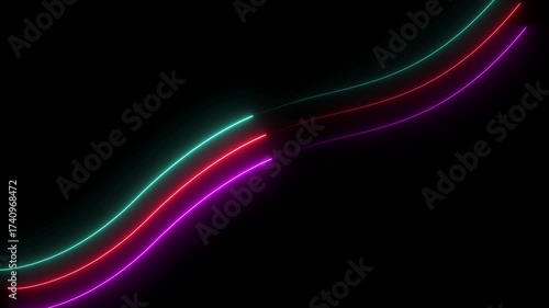 neon growth business icon seamless black background 4k animation.