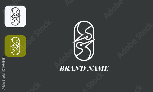 Modern Pelican Ambigram, Twin Bird Symbol, Reversible Animal Logo, Isolated White on Black