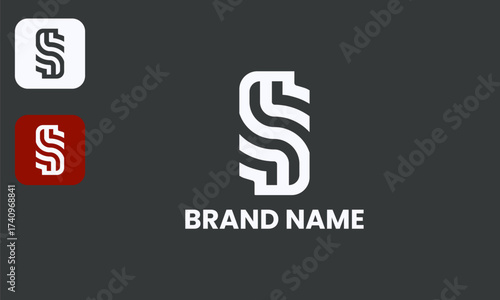 Luxury S Monogram, Abstract Letter Design, Modern Elegant Symbol, White Icon Black Background