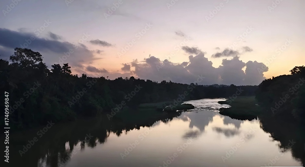 Fototapeta premium sunset over lake