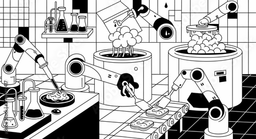 Automated Robotic Arms Working on a Futuristic Production Line.