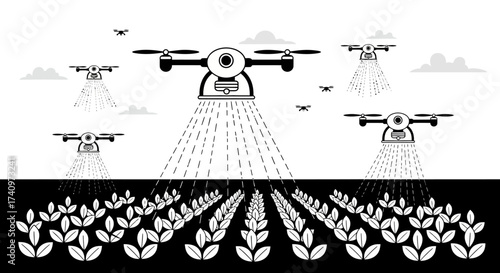 Drones Spraying Crops - Precision Agriculture Technology in Action.