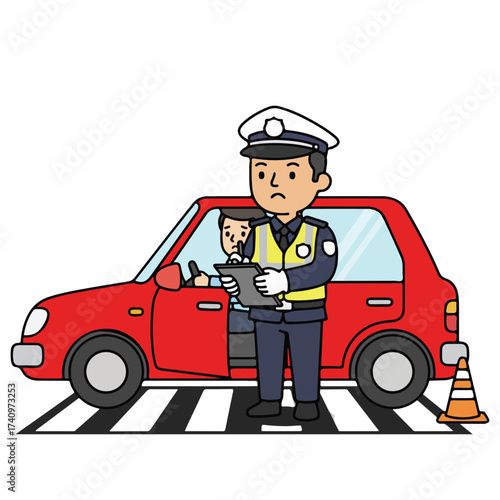 the police gave the driver a ticket vector ilustration