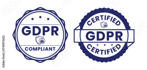 GDPR ( General Data Protection Regulation) badges, vector and logos features a padlock and EU stars. Suitable for websites, mobile apps, and corporate documents, privacy policy pages, consent forms