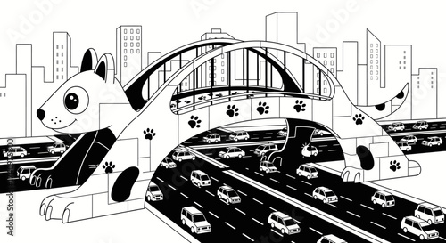 Squirrel Bridge Overpass - A Whimsical Urban Wildlife Crossing.