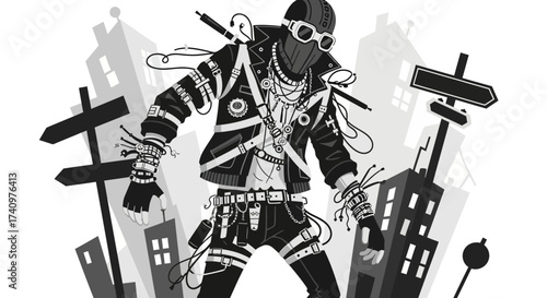 Urban Explorer - A Detailed Illustration of a Streetwear-Clad Character.