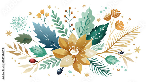 Elegant autumn floral arrangement with golden flower and berries