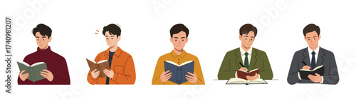 Readers in Diverse Styles A Collection of Men Immersed in Books