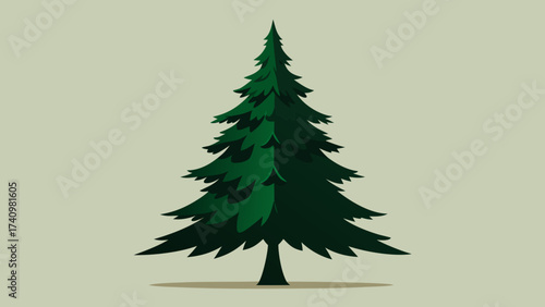 Stylized green pine tree with a light background