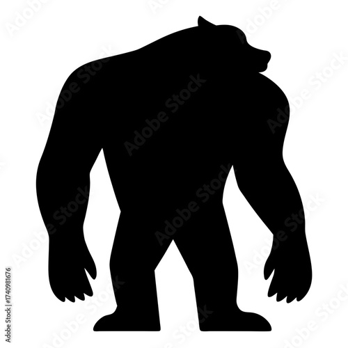 Silhouette of a mythical creature with an anthropomorphic bear appearance