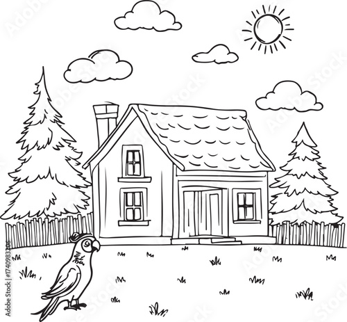 House coloring page for kids