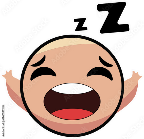 Cute cartoon character yawning and sleeping with zz floating above its head