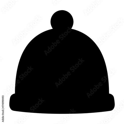 Simple Black and White Image of a Winter Hat with Earflaps