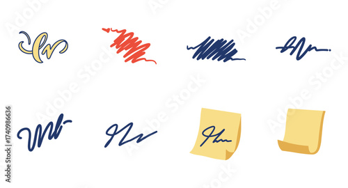 Hand drawn scribbles and notes collection in flat design