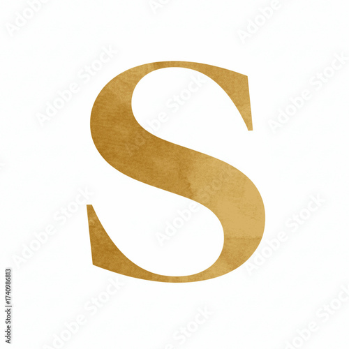 Sunlight and Serif Golden English letters S isolated watercolor vector illustration svg