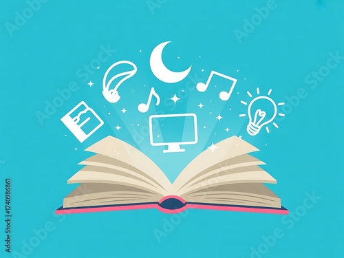 Unlock boundless creativity and learning with an open book, sparking ideas, innovation, and imagination in a vibrant and inspiring educational journey