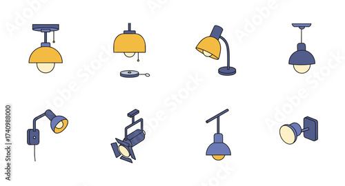 Minimalist lighting fixtures collection: modern ceiling, wall, and table lamp designs