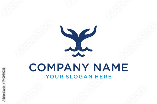 combination of whale tail and hand logo design