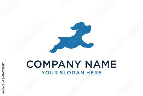 Blue dog jumping logo vector 