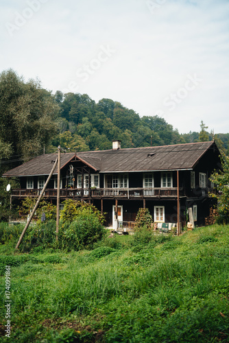 Traditional polish wooden buidling, house at Ojcowski National Park. Polish mountains, village, september in Poland