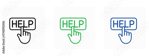 Click to Help – Every Click Makes a Difference. Vector illustration of a hand pressing a help button symbolizing kindness and support.