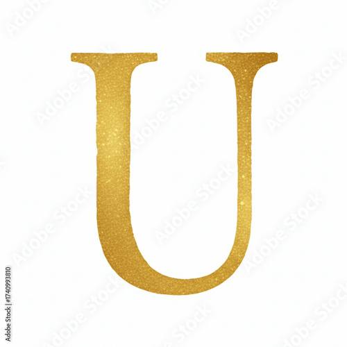 Golden Hues Golden English letters U isolated watercolor vector illustration svg