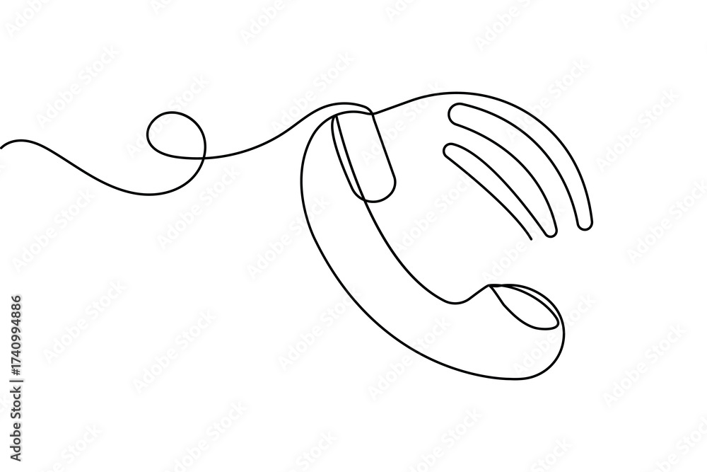 Obraz premium Call icon continuous one line drawing minimalist style isolated outline vector art 