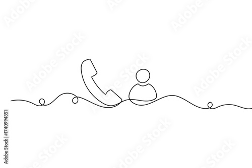 Call icon continuous one line drawing minimalist style isolated outline vector art
