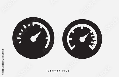 Two black speedometers with white needles and markings displayed prominently